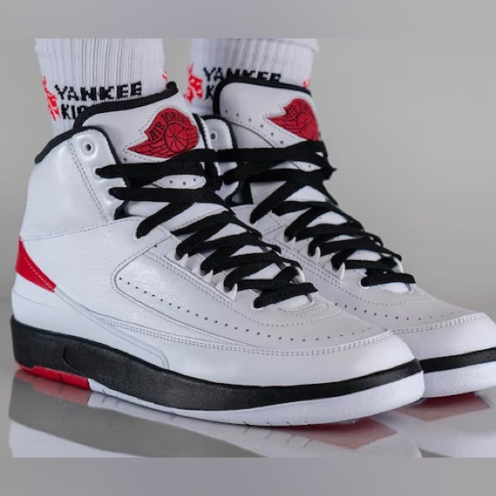 Jordan Men's White, Black, and Red Sneakers